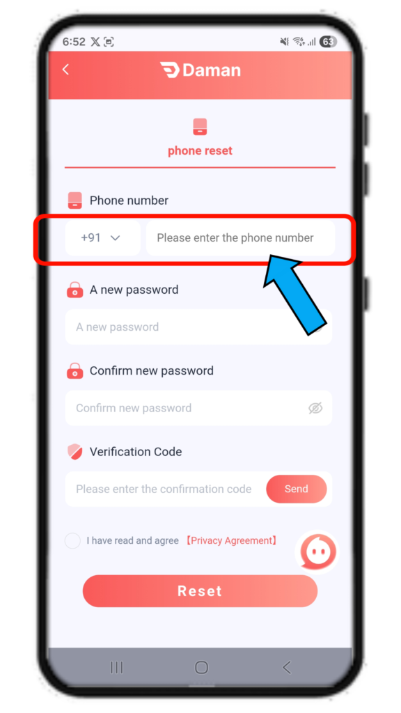 forgot password daman game