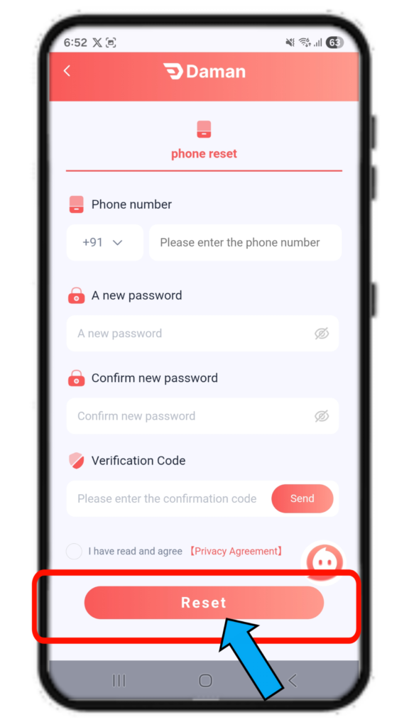 forgot password daman game